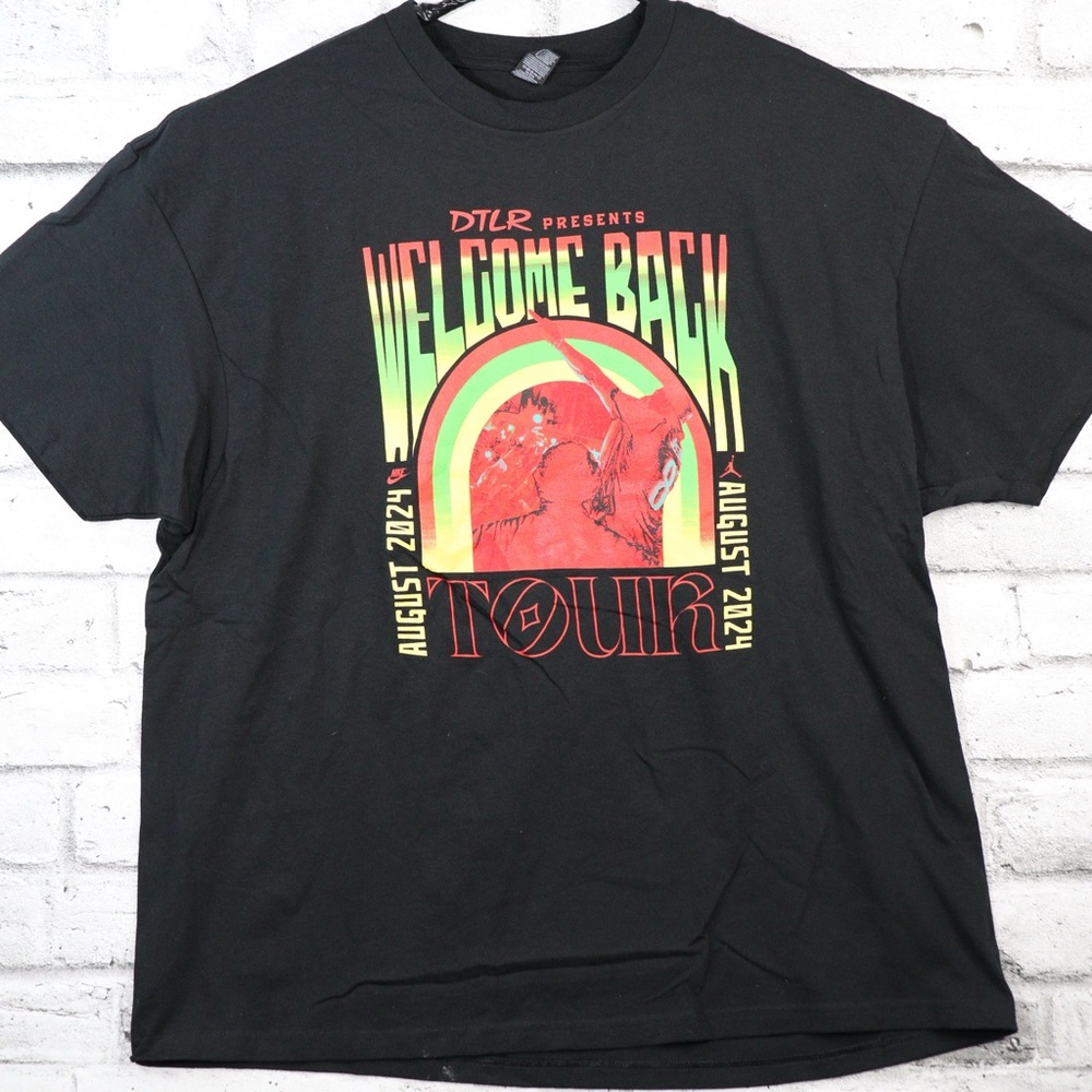 DTLR Unisex 2XL 2024 Black Welcome Back Tour T-Shirt. Front and Back Graphic Tee
